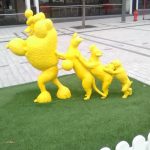 Doggy collection, art installation: Yellow poodles